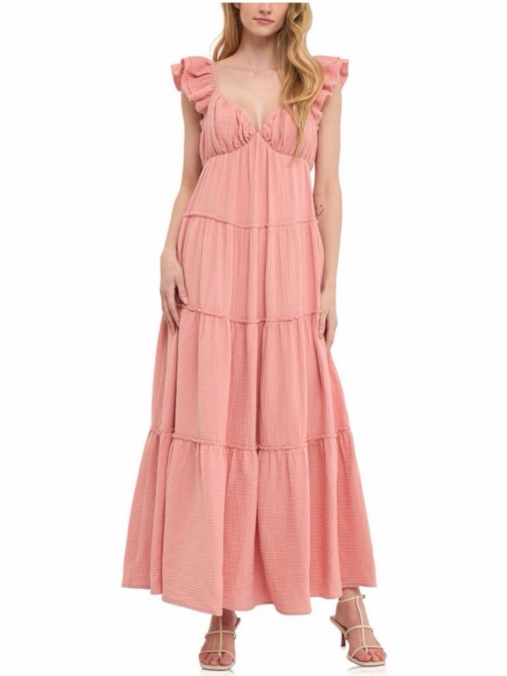 Free the Roses Dusty Pink Ruffled Tiered Maxi Dress